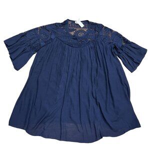 Avenue Boho Lace Swing Mini Dress, NWT, Navy, 22/24